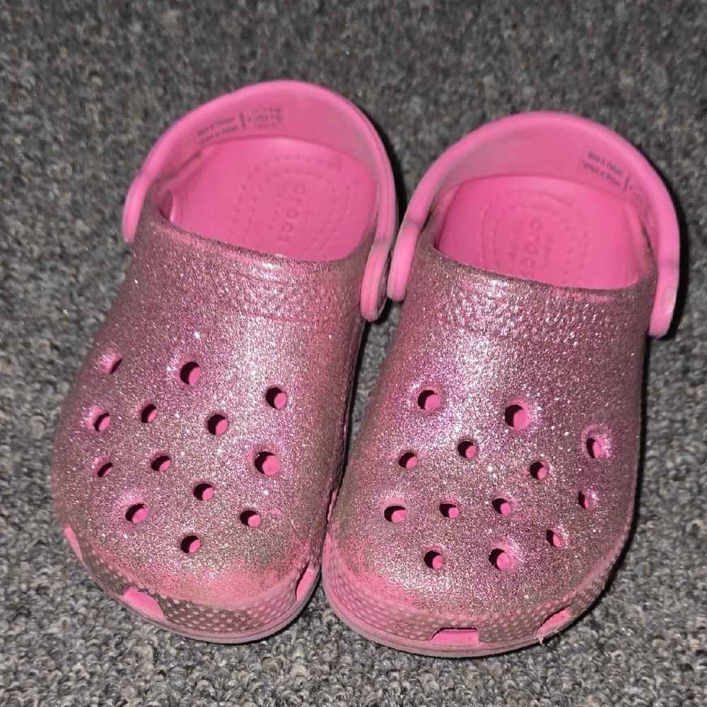 CROCS Pink Sandals with Glittery Finish